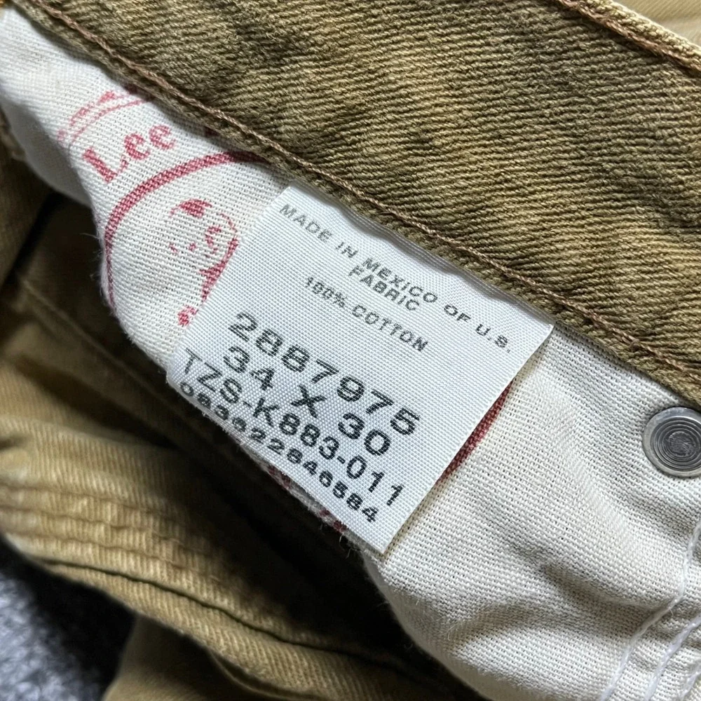 Vintage Lee Dungarees Carpenter Pants 34x30 Brown Canvas Workwear Utility 90s